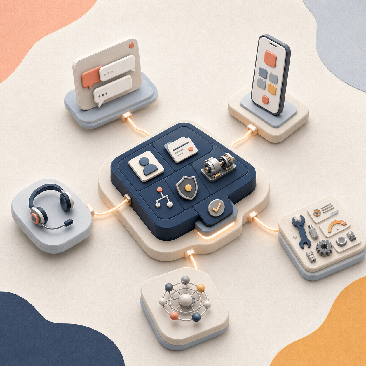 Modulare Servicefunktionen, die aus einem zentralen Salesforce-Kern in verschiedene Kanäle ausgespielt werden